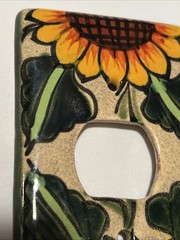 Talevera Single Outlet Plate Cover Sunflower Yellow Flower Mexico Pottery