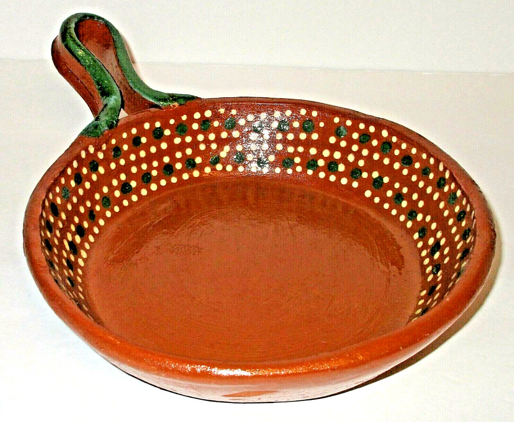 Mexican Terracotta Fry Pan de Barro Redware Clay Skillet 8-8 1/2″ (SEE BELOW)