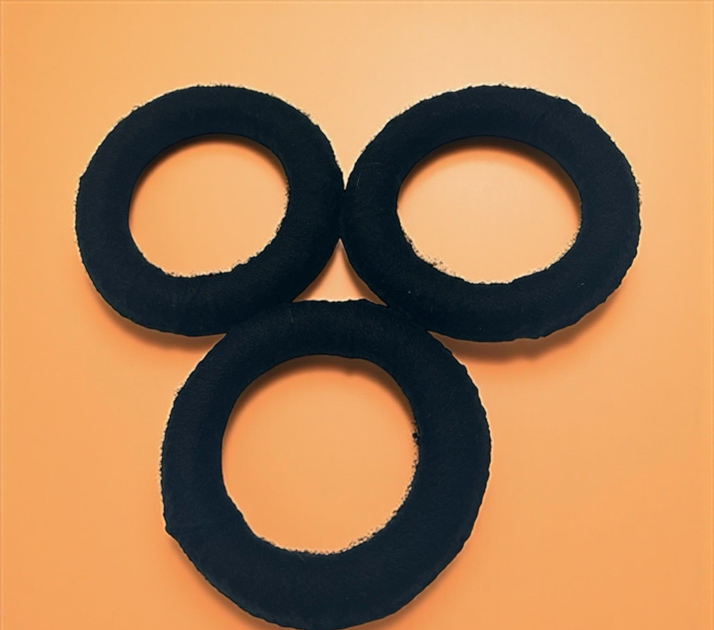 3 Mata Ortiz Pottery Olla Rings Hand Made Mexican Clay Black Yarn Mexico 3.5″