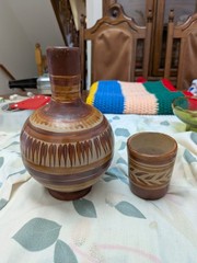 Classic Mexican Carafe/Decanter/Jug and Natural Clay Mug