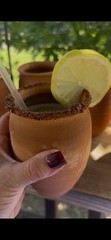 Handcrafted Lead-Free Clay Cup Set of 4 – Modern Barrel Design for Cold Drinks