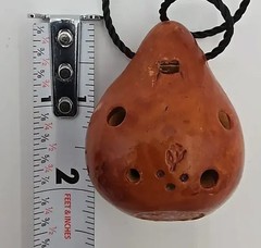 Handmade Clay Ocarina Pendant Whistle Folk Art Anti Drug AIDS Message MPI