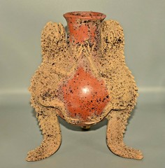 MAMA MONO Original Vintage Mexican Pottery Huichol Reptile Statue Sculpture Vase