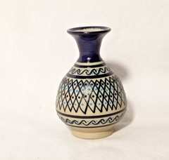 Javier Servin Bud Vase Modern Mexican Folk Art Pottery Embossed Moriage Signed