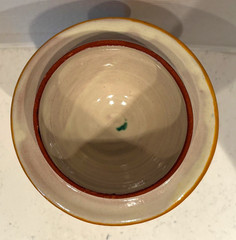 VTG. ART STUDIO ‘PICASSO STYLE” LIDDED JAR, SIGNED HECHOEN POST MODERN 12″