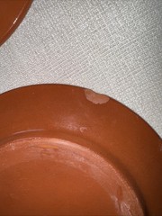 Vintage Mexican Terracotta Salad Plates Set of 4 Barro Rojo Hand Painted Flower