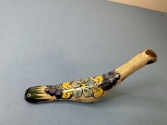 Mexican Hand-painted Tonala Pottery Long Neck Bird Gray Blue Figurine Signed