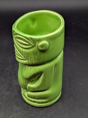 Vintage Green Ceramic Tiki Mug Mexico Maya Aztec Face Cup Souvenir Barware 5.5″