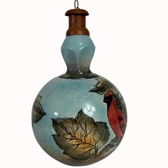 Talavera Tabletop Oil Lamp Cardinal of Peace VTG Artist Sign Outdoor Patio Torch