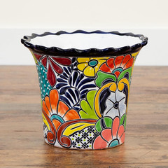 10-In X 12-In Handcrafted Mexican Talavera Ceramic Planter – Vibrant Hand-Painte