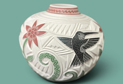 Mata Ortiz Pottery Martin Olivas Quintana White clay Olla Vase Jar Art Mexican