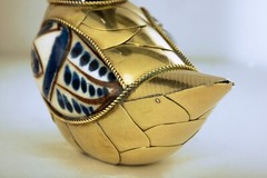 Duck Figurine VTG from Tonala Mexico Ceramic and Brass 4 Inches Tall Good Cond.