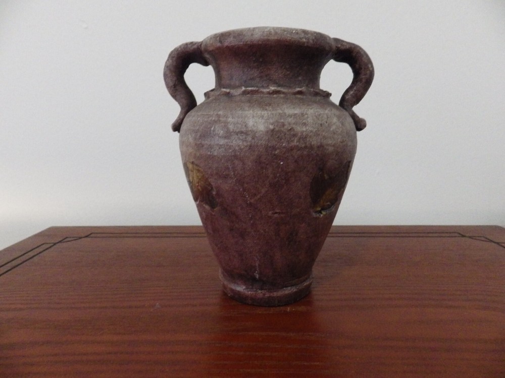 Terra Cotta Pottery Mauve With Leaves H7″ 13″ Around 1.0LB