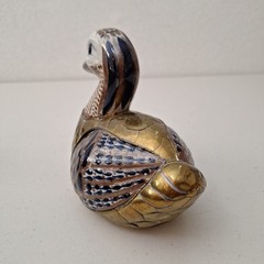 Vintage Mexican Tonala Pottery & Brass Duck Bird Handpaint Sculpture 7″ x 6″