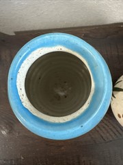 Vtg Tonala Mexican Pottery Vases Set of 2 Hand Painted Sandstone Signed Mexico