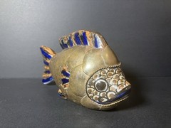 Tonala Brass Ceramic Armored FISH Vintage