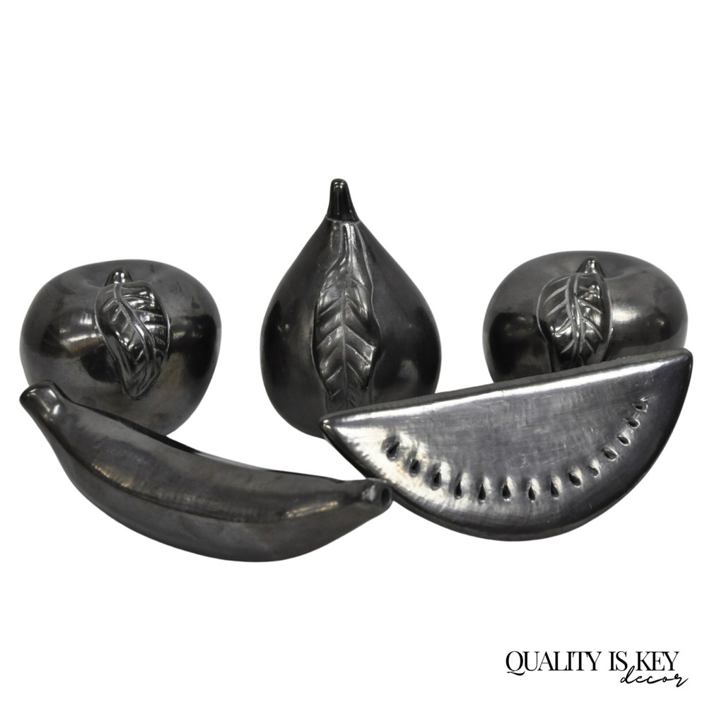 Dona Rosa Barro Negro Black Pottery Fruit Mexico Mid Century Modern – 5 Pcs