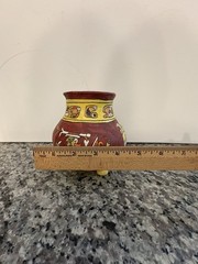 Vintage Mayan Pottery Terra Cotta Vase 3 Footed Made By Belize SJS MAC