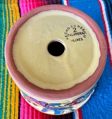 Lg Mexican Ceramic Flower Pot Planter Folk Art Pottery Handmade Talavera M#15