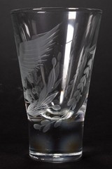 Set of 8 Mexican Coat of Arms Etched Double Sized Shot Glasses, c.2000