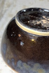 Early 1900’s Tlaquepaque Jalisco Mexico Hand Painted 8” Black Glaze Pottery Bowl
