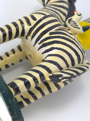 Vintage Mexican Folk Art Candle Holder Handmade Zebra Birds Clay Pottery Large