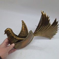 Embossed pressed brass flying bird dove 3D hanging folk art 12″ x 6″ x 7″