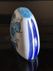 VTG Tonala Mexican Pottery Single Shaker Hand Painted Flower Signed Initialed