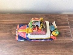 Vintage Mexican Folk Art Clay Sculpture Of Overloaded Car Marked “Pro Vallarta”