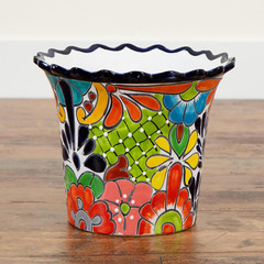 10-In X 12-In Handcrafted Mexican Talavera Ceramic Planter – Vibrant Hand-Painte