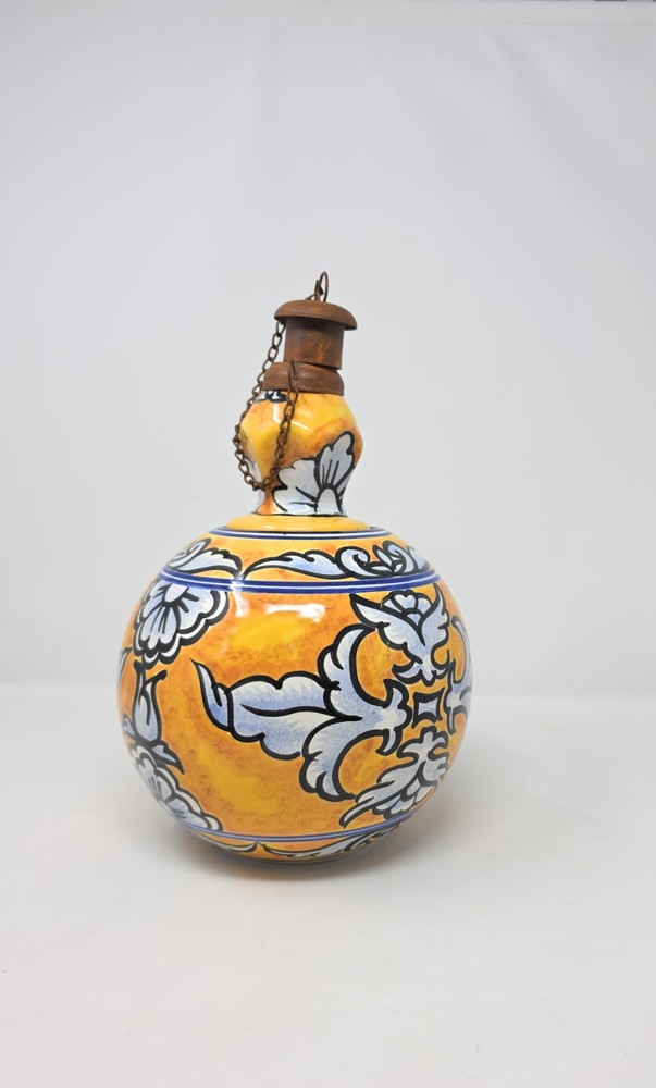 Tierra Fina Hand Painted Mexican Table Top Torch 11 ” Tall – Yellow