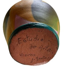 Signed Hand Painted Studio Pottery Vase Abstract Modern Ceramic Art