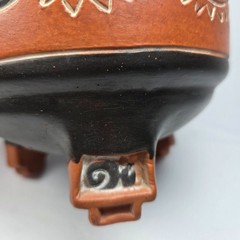 Mexican Modernist Sgraffito Folk Art Tripod Footed Bowl Leopoldo De Mexico