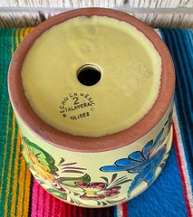 Lg Mexican Ceramic Flower Pot Planter Folk Art Pottery Handmade Talavera L#15
