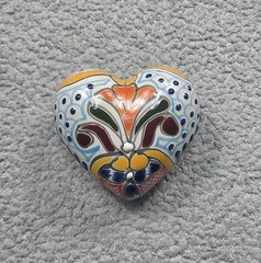 Talavera Heart Wall Decor Mexican Pottery Art Hand Painted 4 X 5x 2 In