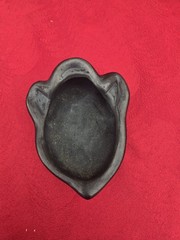 Vintage Oaxaca Mexican Carved Black Clay Pottery Lidded Box Heart Shape Angel