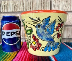 Lg Mexican Ceramic Flower Pot Planter Folk Art Pottery Handmade Talavera M#15