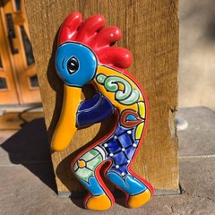 Talavera Kokopelli Mexican Handmade ceramic clay Folk Art Wall Art flute music