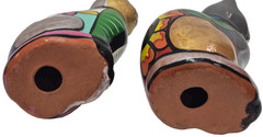 Vintage Mexican Pottery Folk Art Terracotta Cat Figurines Hand Painted 7.5″ x 5″