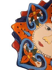 Talavera Pottery, Tabletop Gallery, Sun Bowl. Handpainted, 1 Chip On Back, 10″