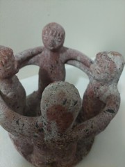 Aztec Mayan Circle Of 4 Friends Clay Candle Holder 7″x 7″ single holder