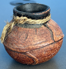 4 Multi Color Pot – Leather Covered Terracotta Mexican Pot ~JJ