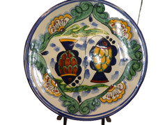 Talavera Rea Mexico Hand Painted Mullticolored Fish Round Platter Mexico