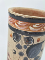Vintage Tonala Mexico Burnished Clay Pottery Vase – floral and peacock
