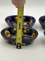 Mexican Handmade Talavera Pottery Small Oval Bowls Set Of 4 Lead Free Stackable