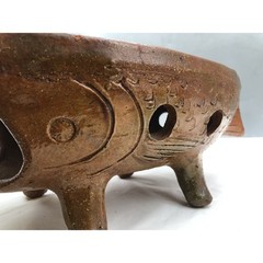 Vintage Terra Cotta Glaze Red Clay Fish Shape Tabletop Warmer w/Defect READ NOTE