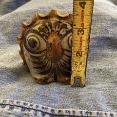 Tonala Owl Figurine Mexican Folk Art MCM Pottery Handmade Painted Plants Bird