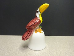 Toucan Bird Bell Colorful Hand Painted Ceramic 5.25” Belize, Central America Vtg