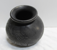BLACK Clay Pottery Mexico 4″ Tall
