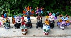 Tree of Life Candelabra Bull Birds Flowers Handmade Clay Mexico Folk Art Tiny Sz